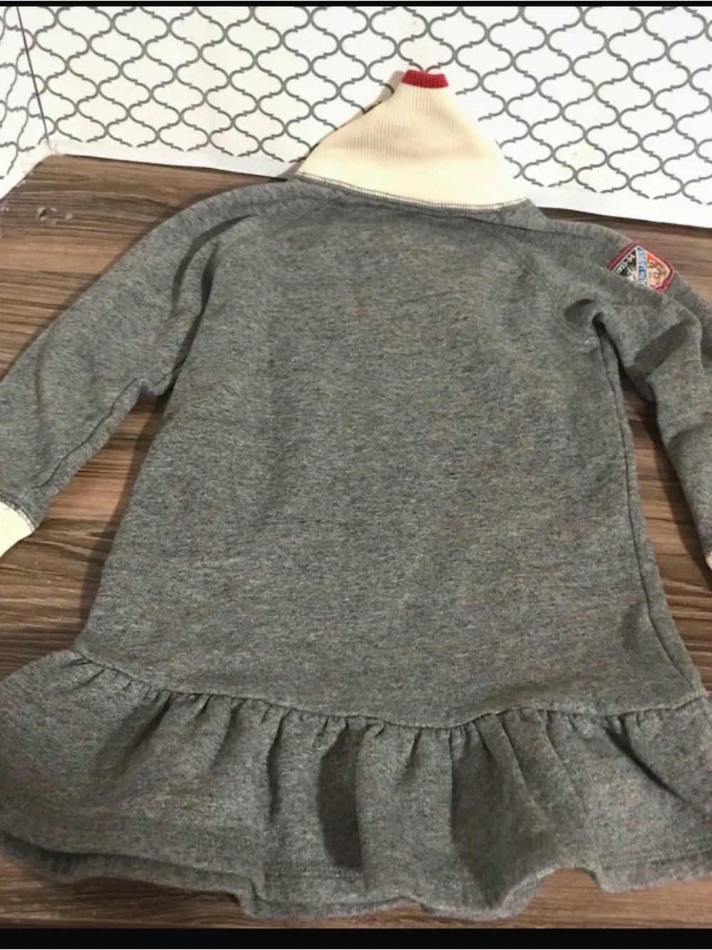 Vintage Ralph Lauren Gray Knit Girl's Ruffle Hem Sweater Dress Size 5